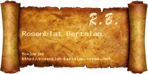 Rosenblat Bertalan névjegykártya